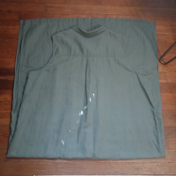GAP linen blend sleeveless maxi shirt dress in mesculen green (XXL) - Picture 4 of 9